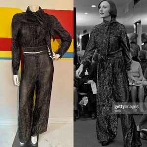 1973 vintage Pierre Cardin lurex 2 piece set suit documented runway sz s